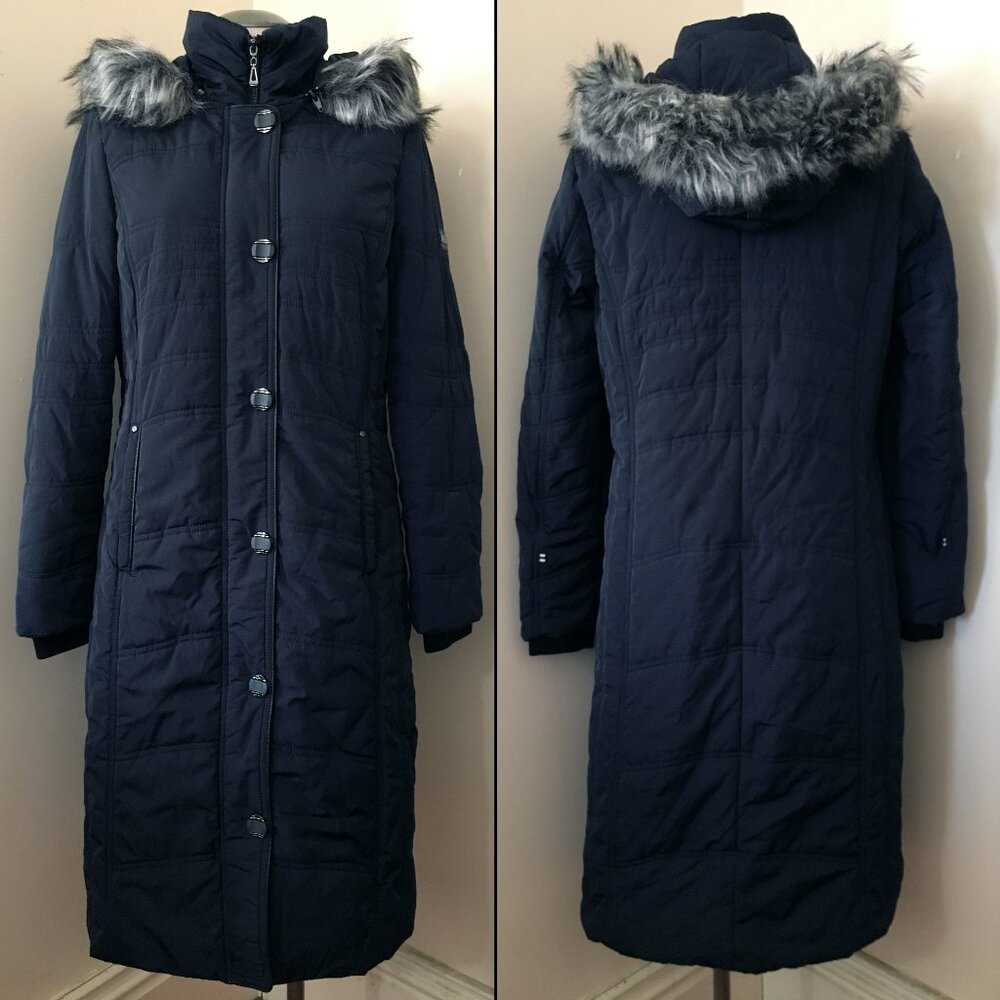 [Novelti] Navy Blue Padded Parka w/ Detachable Faux Fur Hood | M | Good